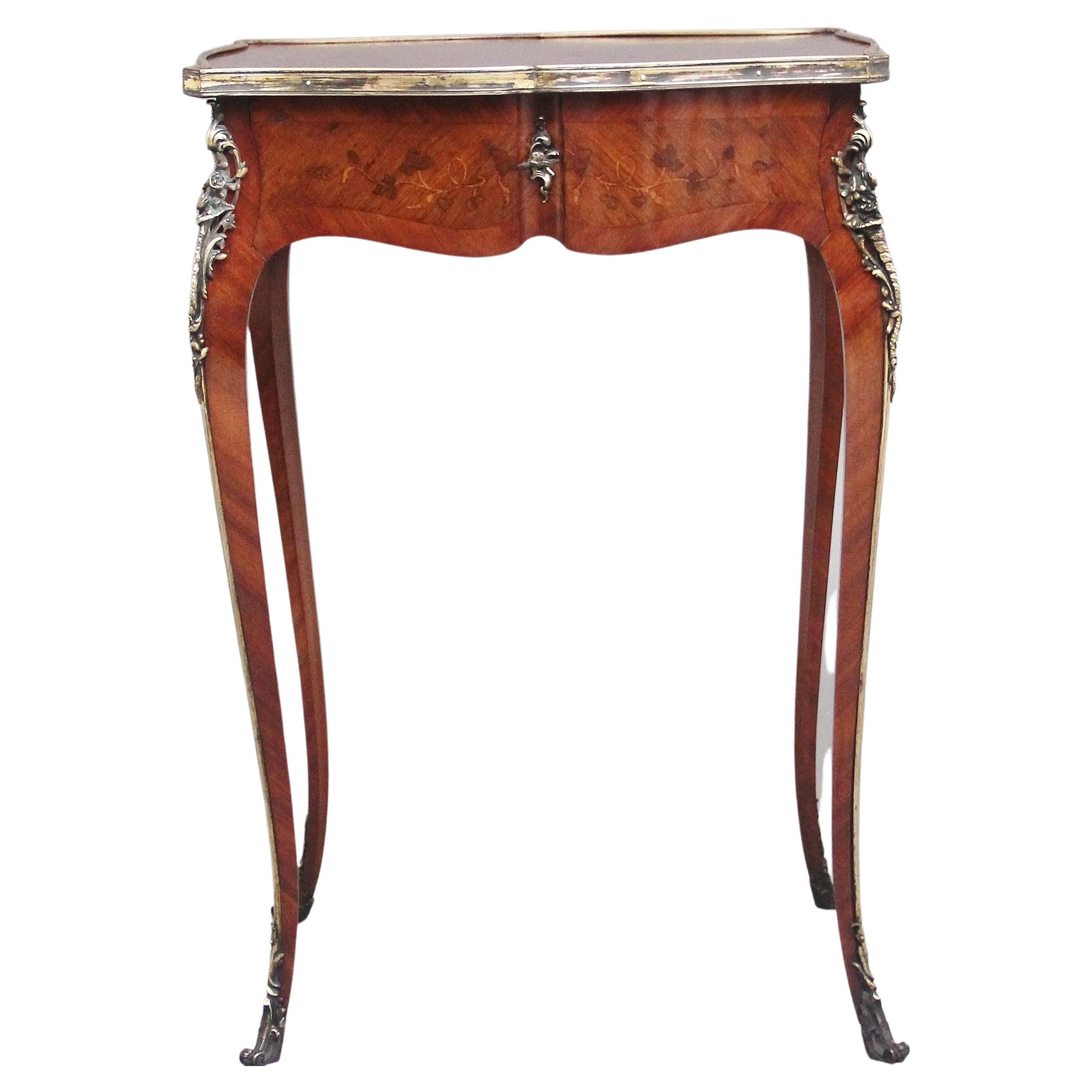 A freestanding 19th Century French Kingwood and marquetry side table For Sale