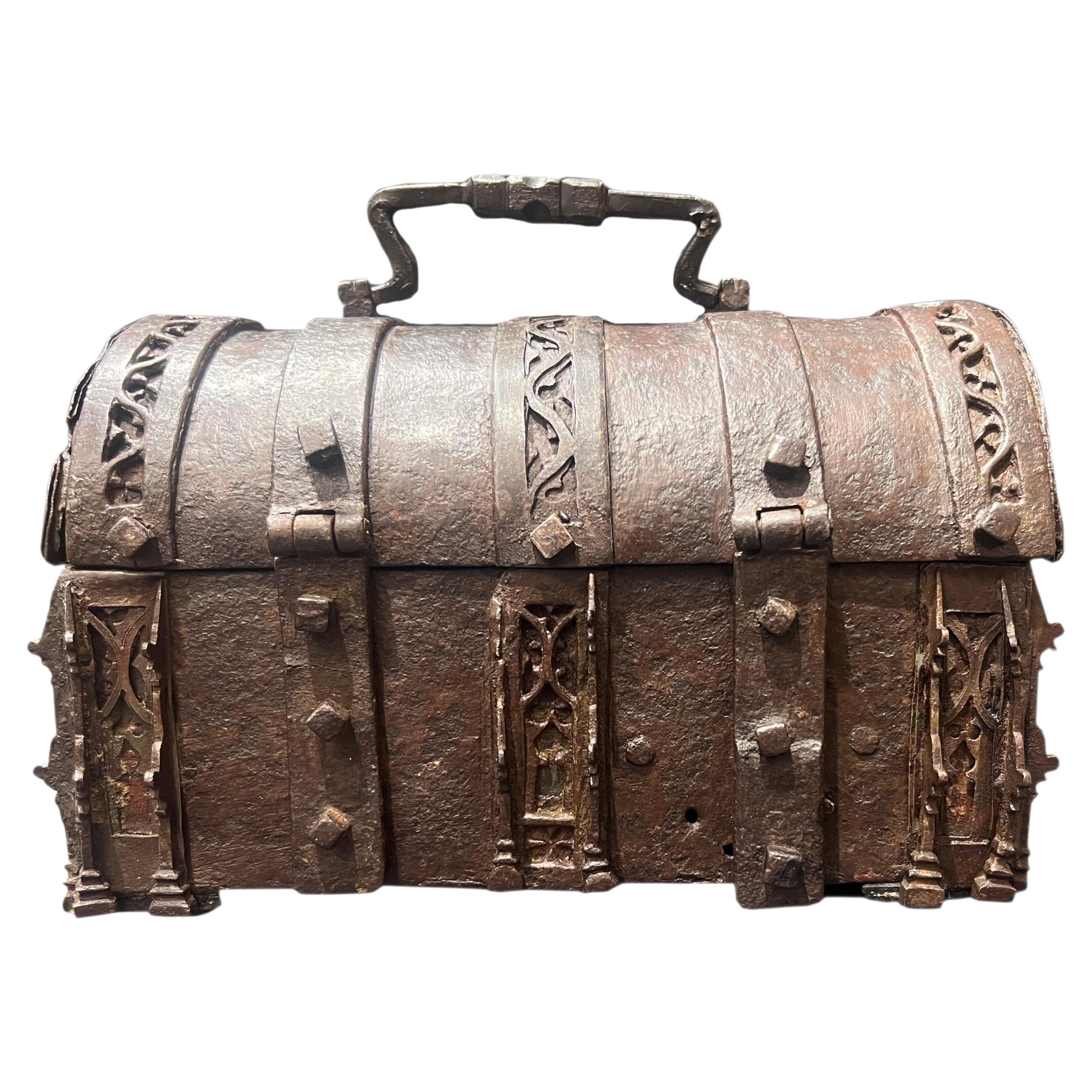 A French 15th century gothic iron casket