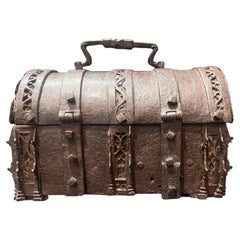 A French 15th century gothic iron casket