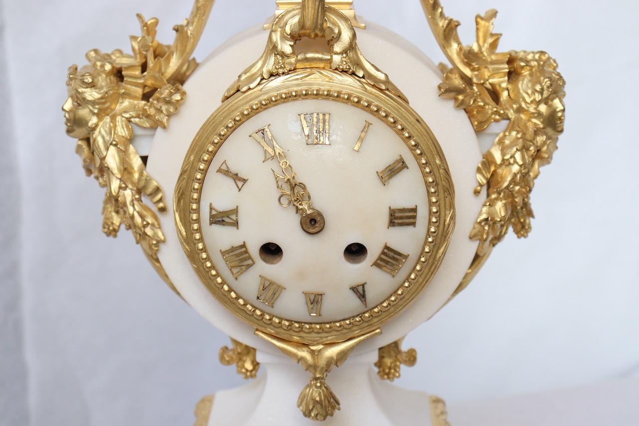 A French 1870 Louis XVI Style Ormolu and Marble Mantel Clock  5