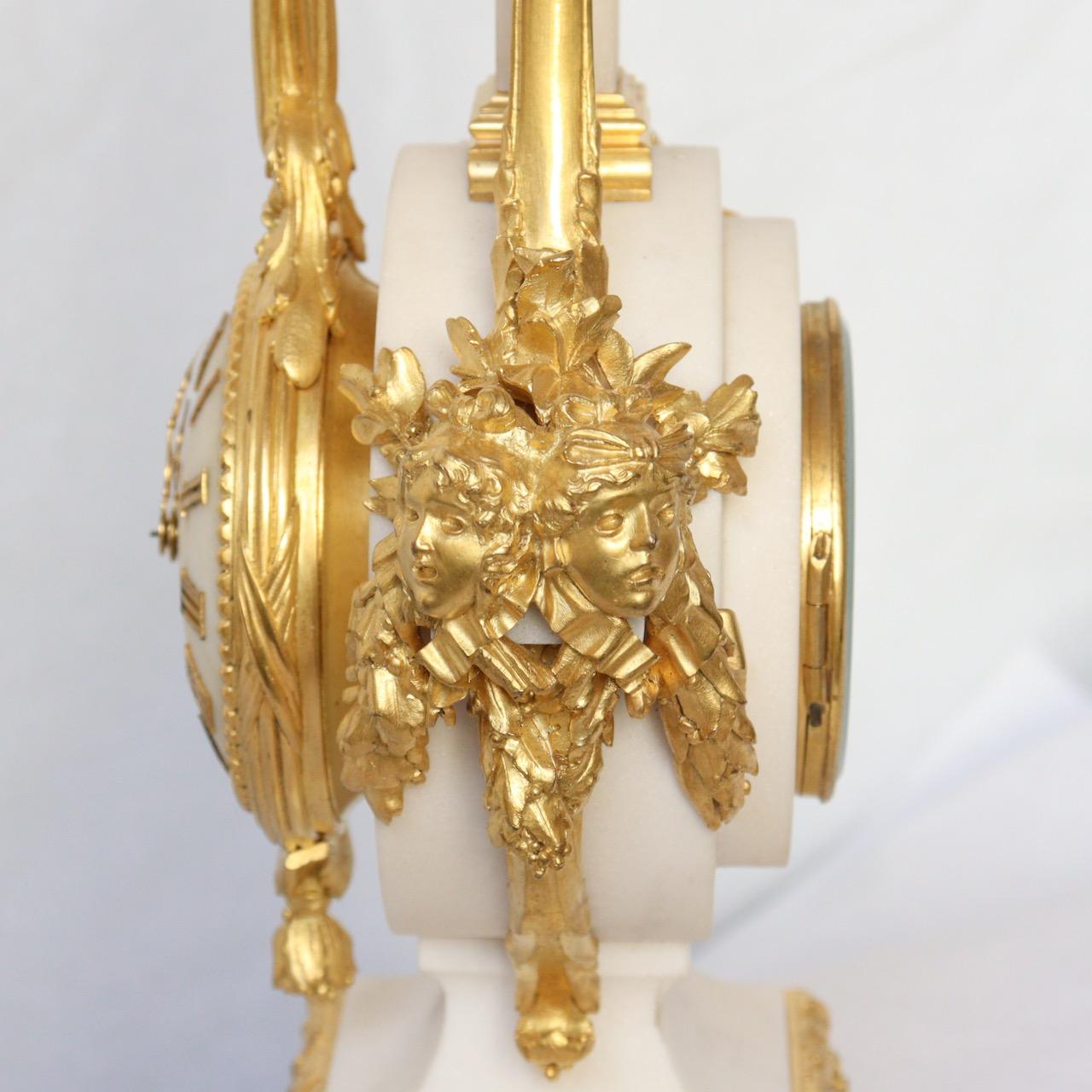 A French 1870 Louis XVI Style Ormolu and Marble Mantel Clock  6