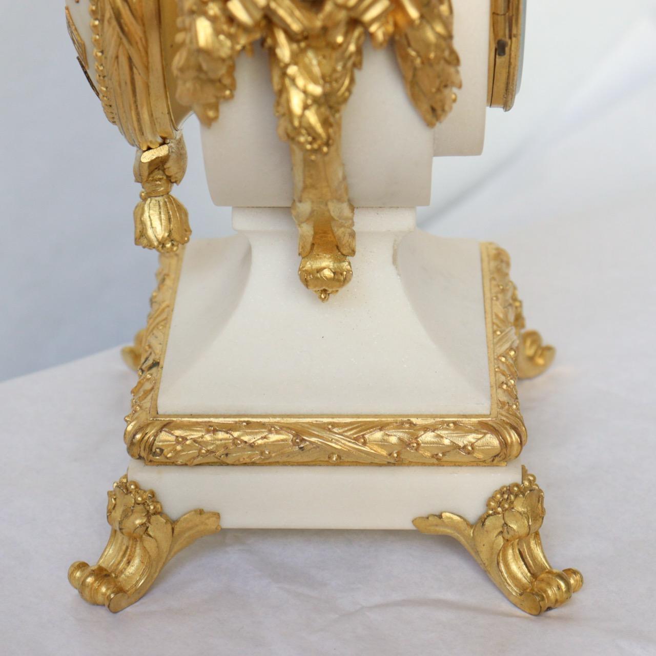 A French 1870 Louis XVI Style Ormolu and Marble Mantel Clock  7