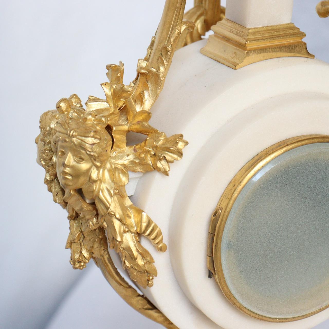 A French 1870 Louis XVI Style Ormolu and Marble Mantel Clock  8