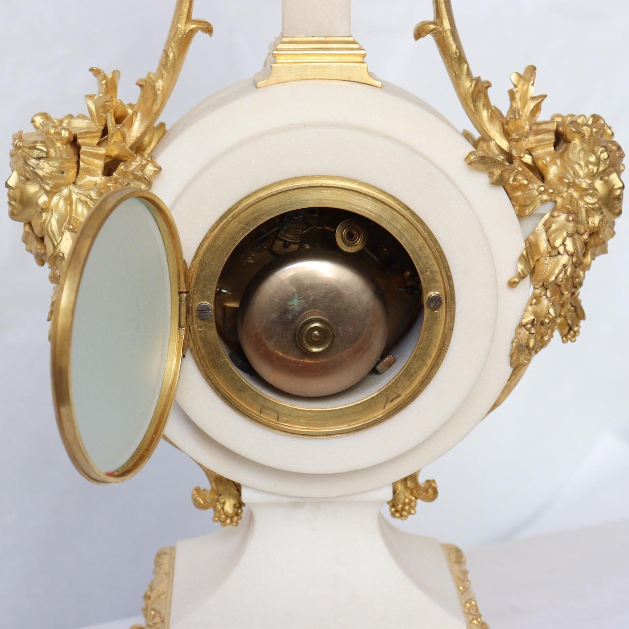 A French 1870 Louis XVI Style Ormolu and Marble Mantel Clock  12