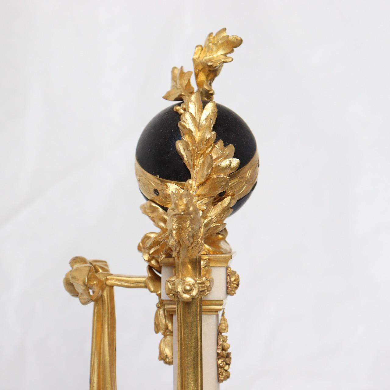 A French 1870 Louis XVI Style Ormolu and Marble Mantel Clock  3