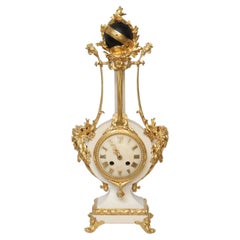 Antique A French 1870 Louis XVI Style Ormolu and Marble Mantel Clock 