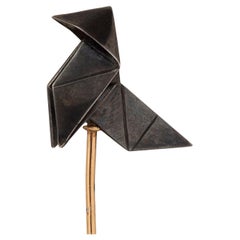 A French 18k Gold and Silver Origami Stickpin