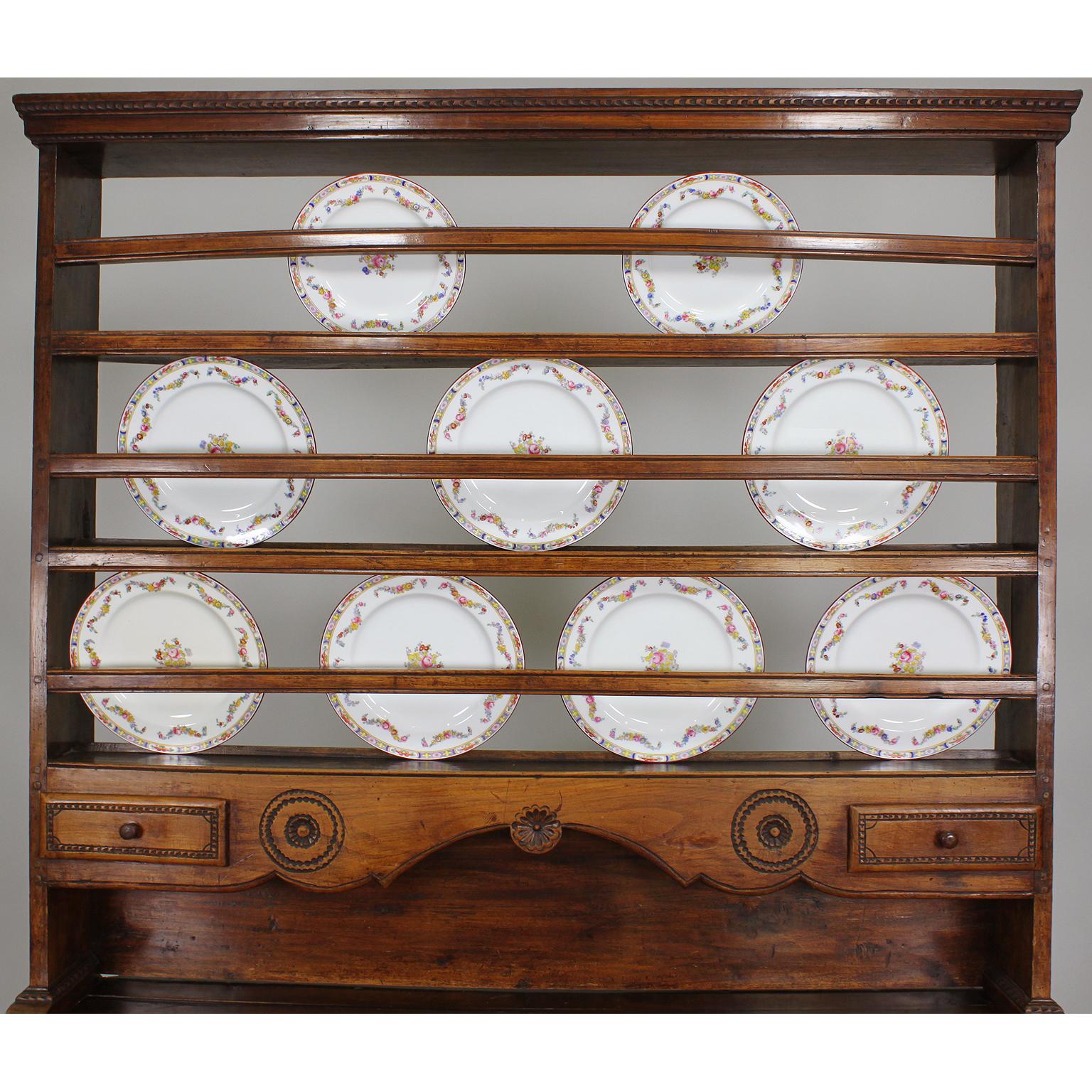 Louis XV A French 18th-19th C. Provincial Louis  XV Style Walnut Vaisselier Hutch Buffet For Sale