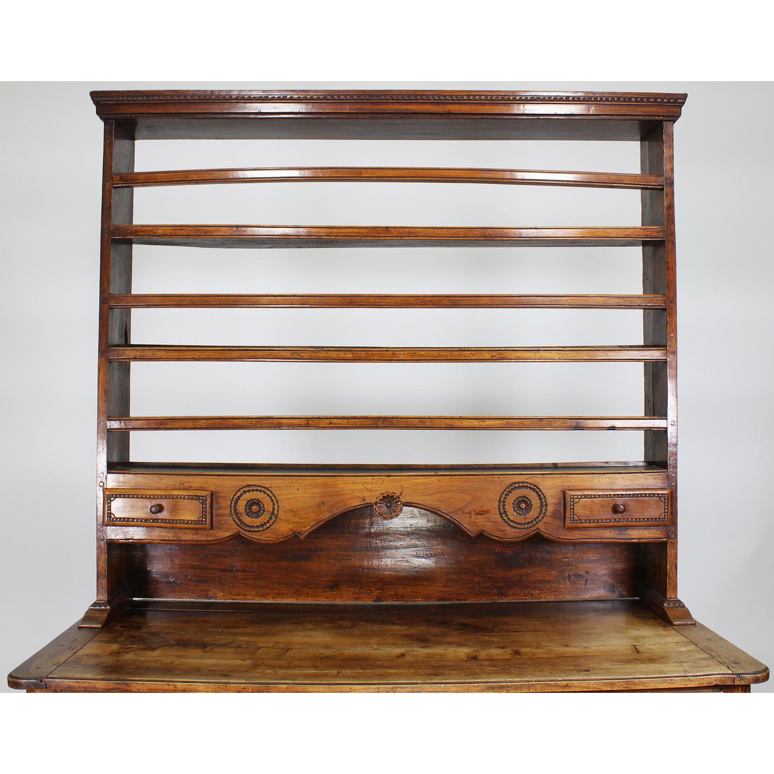 Carved A French 18th-19th C. Provincial Louis  XV Style Walnut Vaisselier Hutch Buffet For Sale