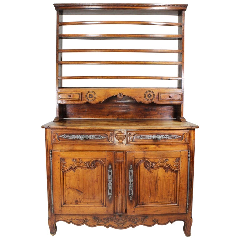 A French 18th-19th C. Provincial Louis XV Style Walnut Vaisselier Hutch  Buffet For Sale at 1stDibs