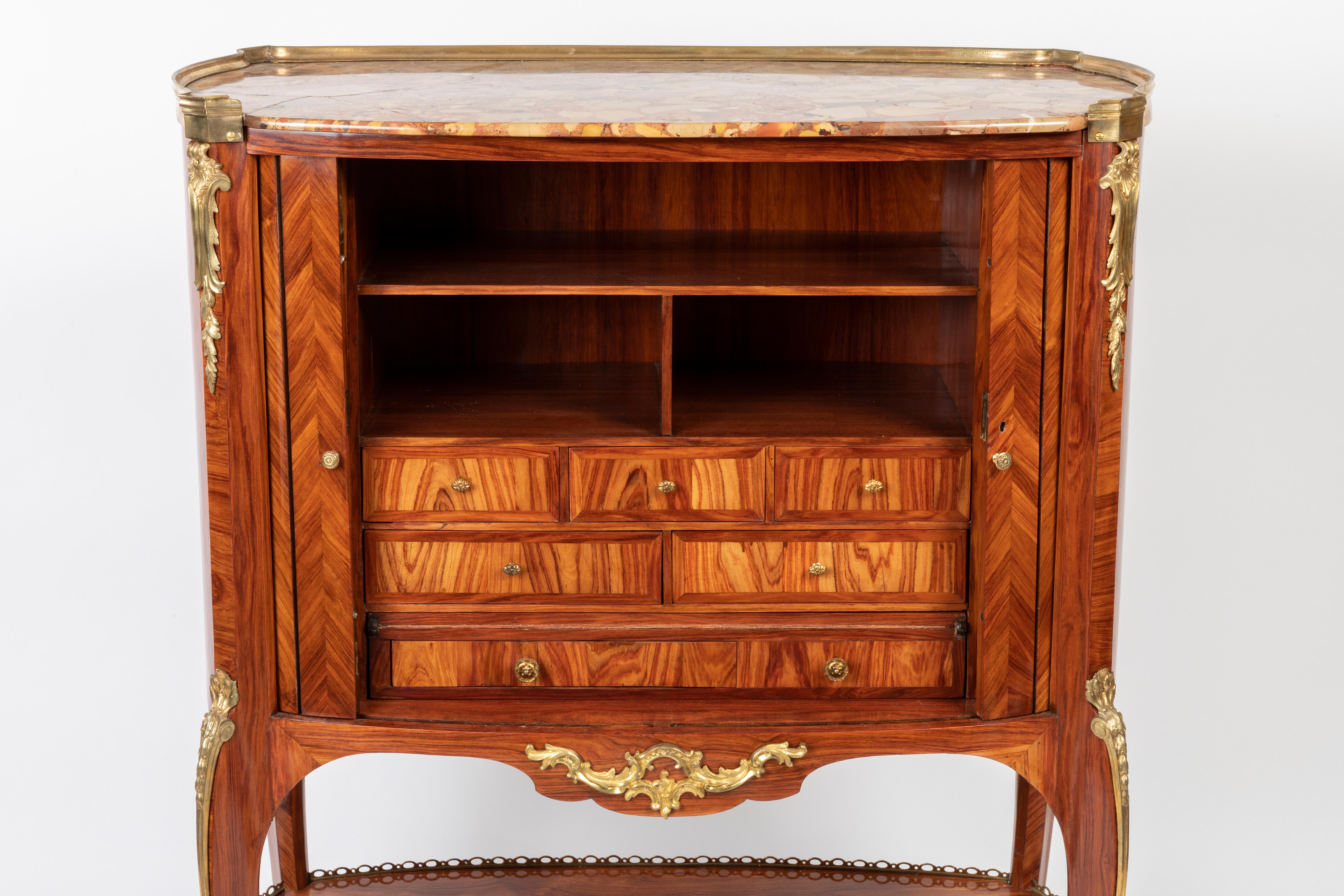 Veneer French 18th C. Louis XV/XVI Transitional Ormolu Mounted Secretaire by RVLC For Sale