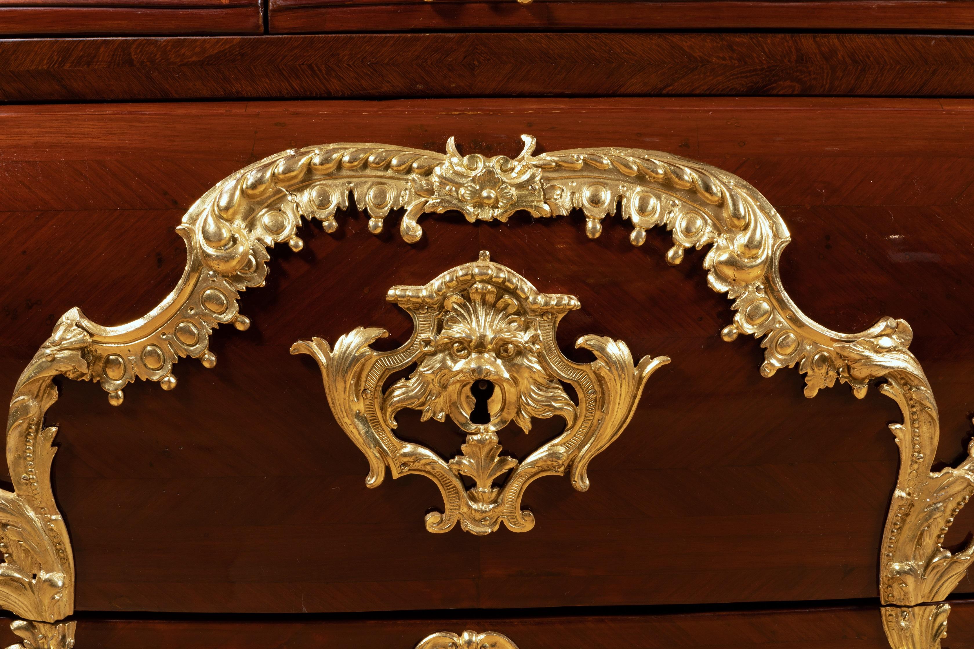 French 18th Century Regence Ormolu-Mounted Commode by Etienne Doirat For Sale 5