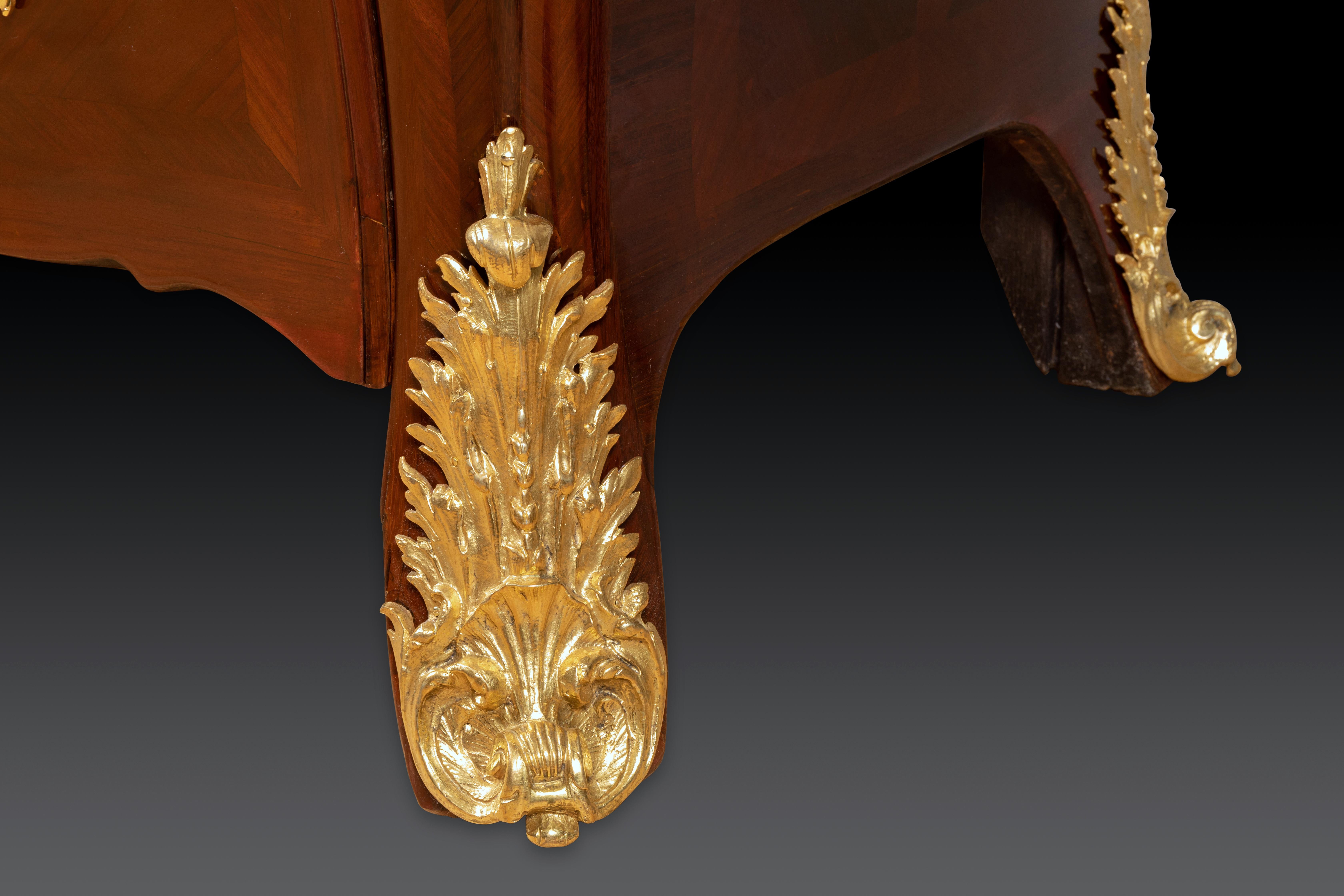Bronze French 18th Century Regence Ormolu-Mounted Commode by Etienne Doirat For Sale