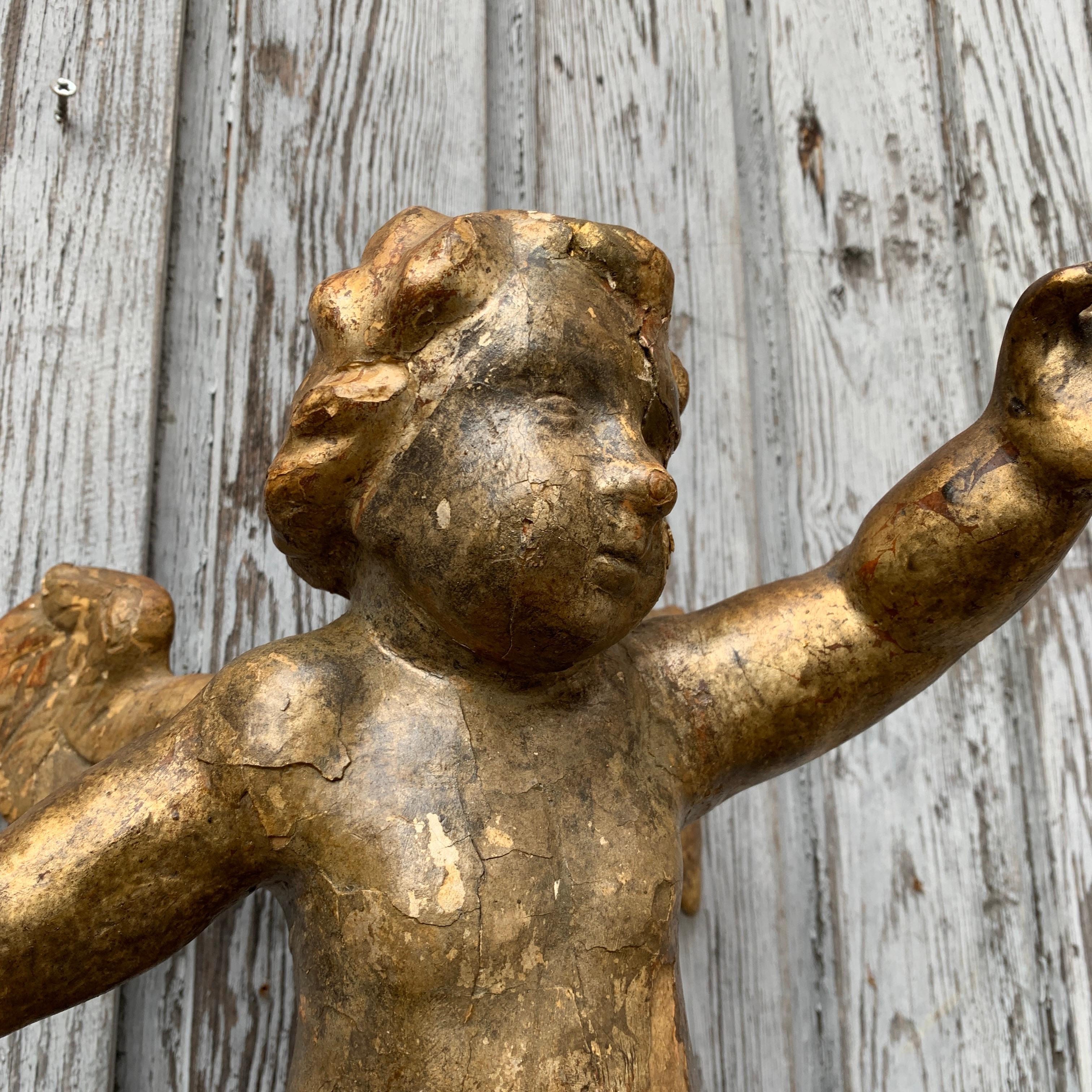 French 18th Century Gilt Wood and Hand-Carved Angel 6
