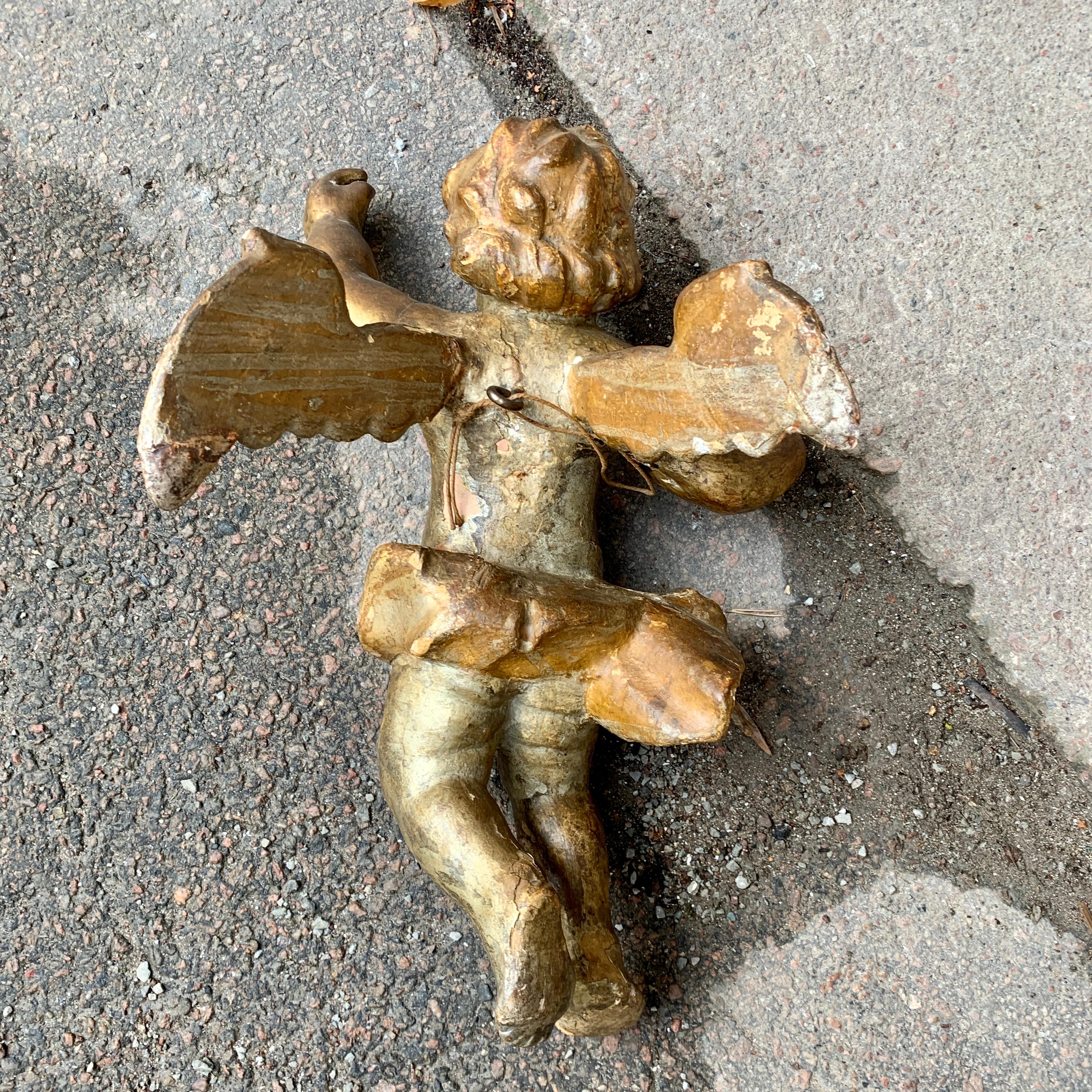 French 18th Century Gilt Wood and Hand-Carved Angel 8