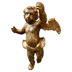 French 18th Century Gilt Wood and Hand-Carved Angel