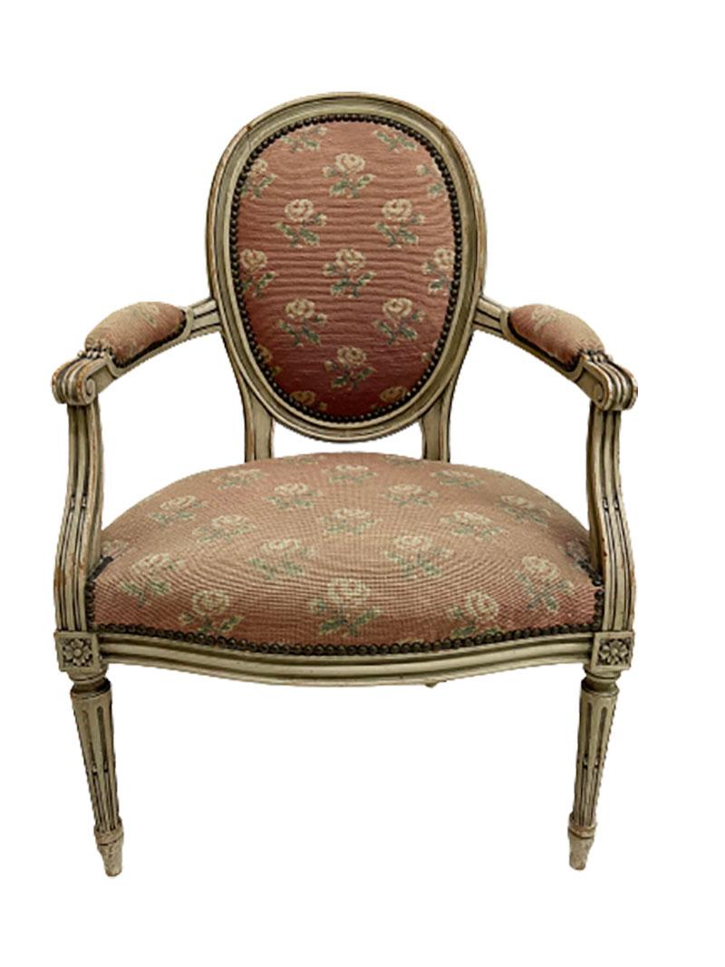 Fabric French 18th Century Louis XVI Children's Chair For Sale