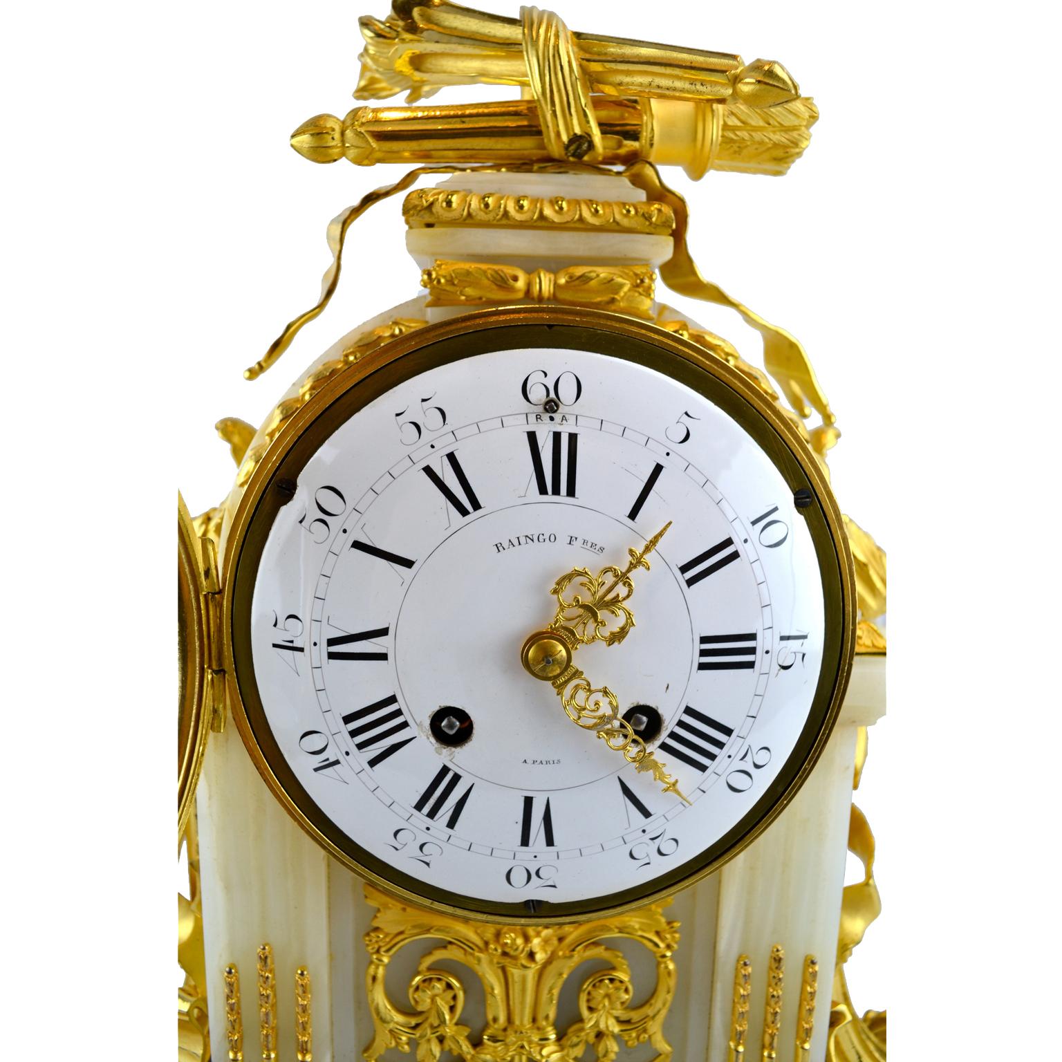 19th Century French 19 Century Louis XVI-Style Ormolu and Onyx Clock by Raingo Freres