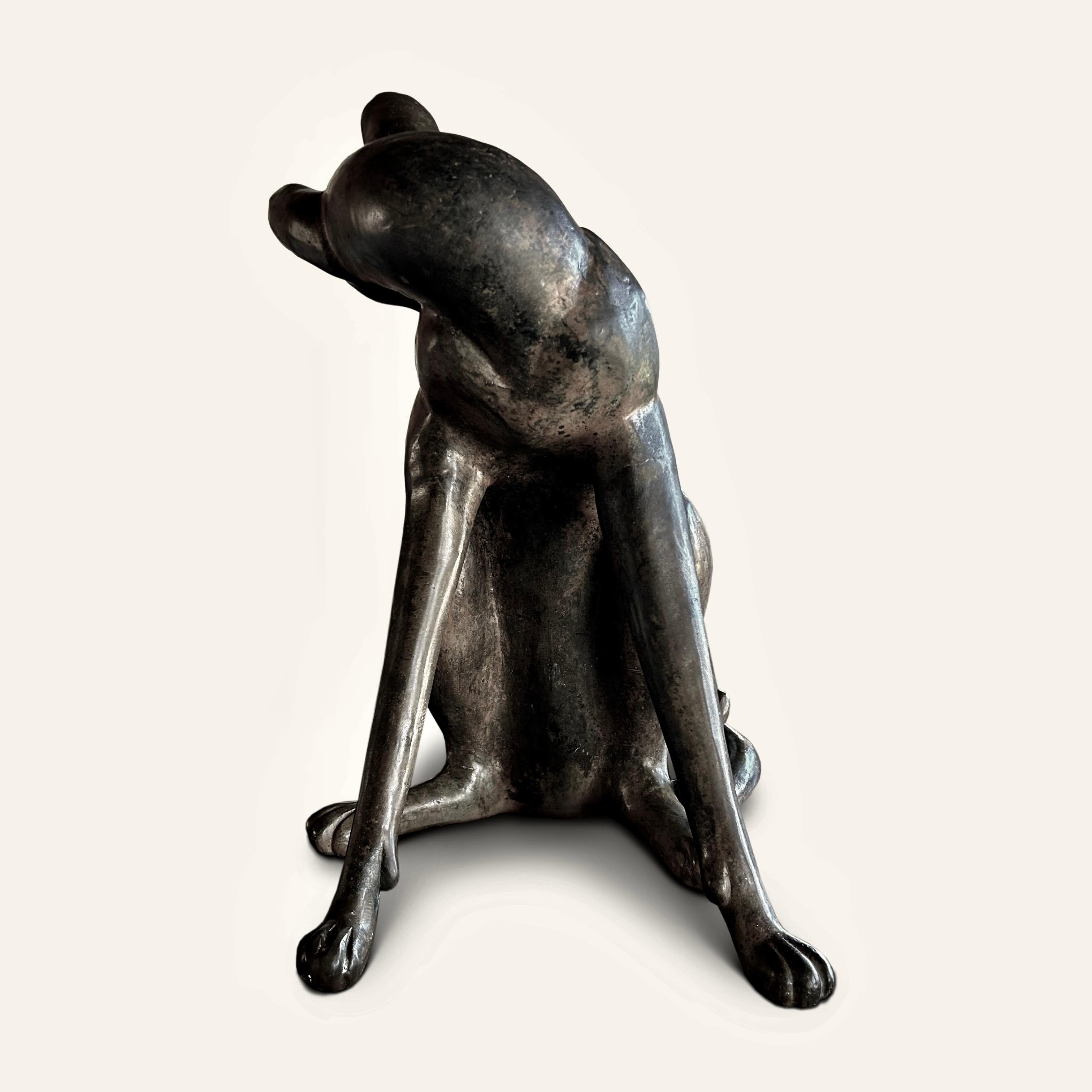 Cast A French 1920s Egyptian Revival Bronze of a Cat For Sale