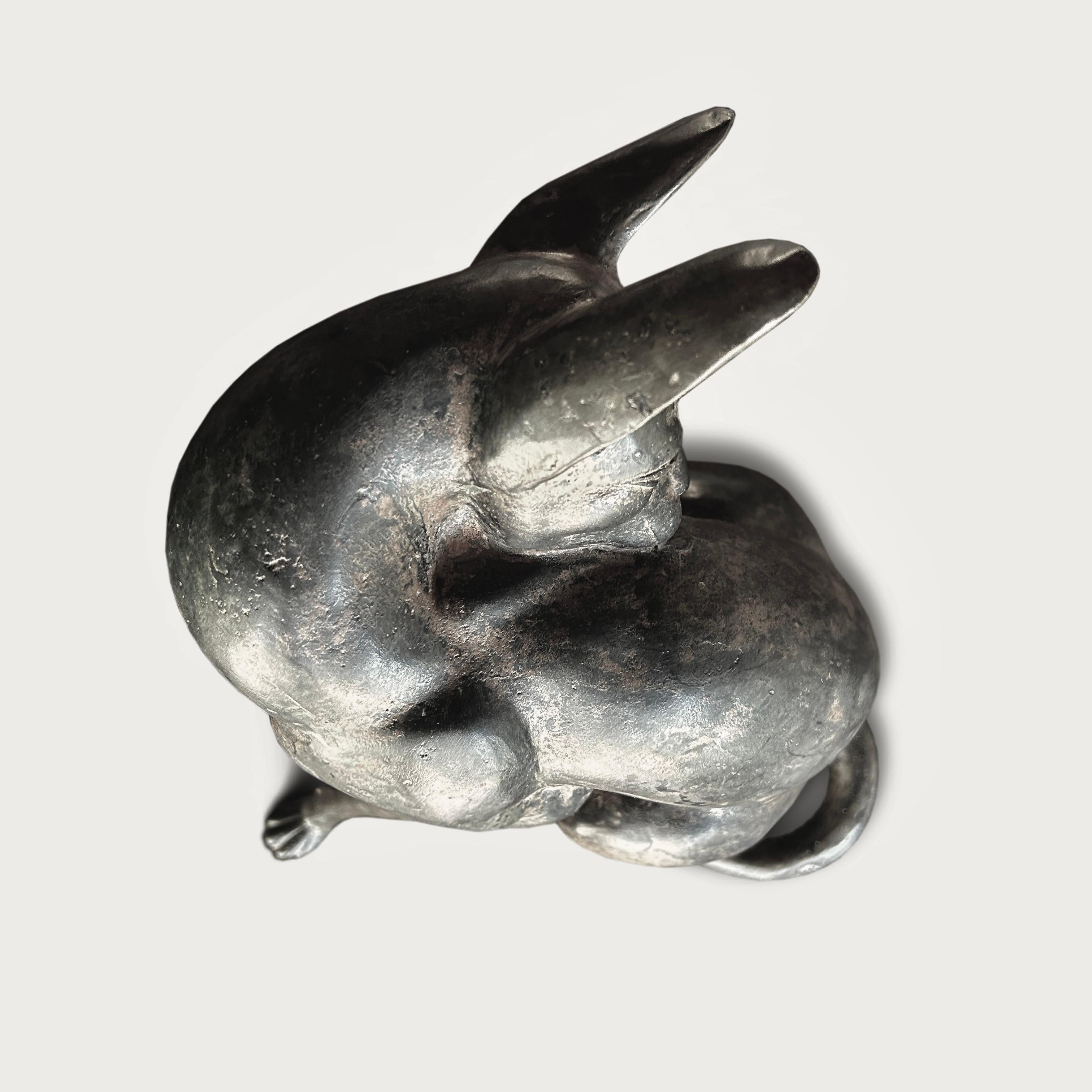 A French 1920s Egyptian Revival Bronze of a Cat For Sale 1