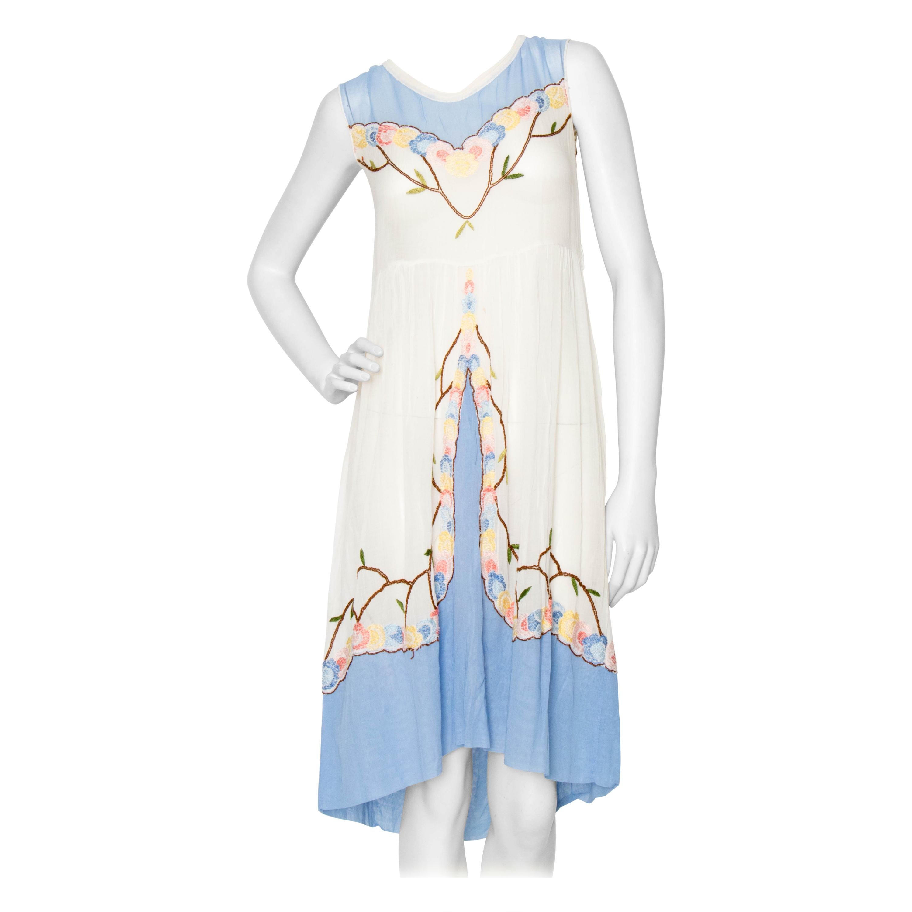 A French 1920s Vintage Embroidered Cotton Dress