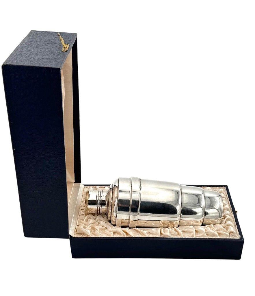 Französischer versilberter Cocktailshaker aus den 1930er Jahren in Originalverpackung im Angebot 5