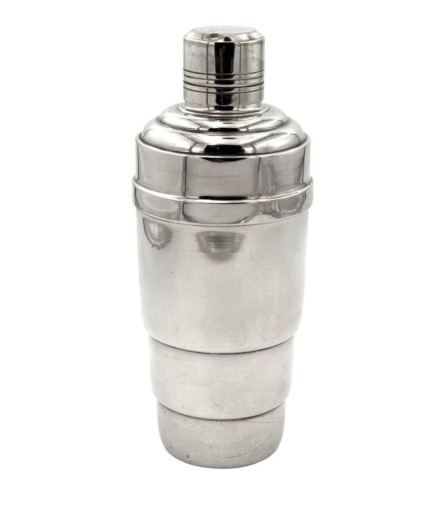Französischer versilberter Cocktailshaker aus den 1930er Jahren in Originalverpackung (Art déco) im Angebot