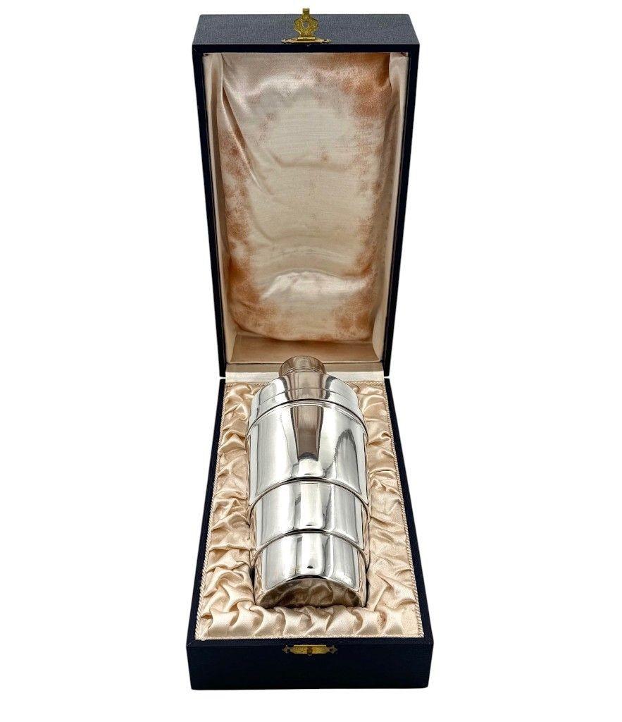 Französischer versilberter Cocktailshaker aus den 1930er Jahren in Originalverpackung im Angebot 2