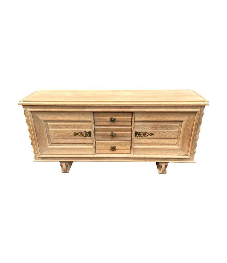 Mid-20th Century French 1940s Bleached Oak Sideboard in the Style of Gaston Poisson For Sale