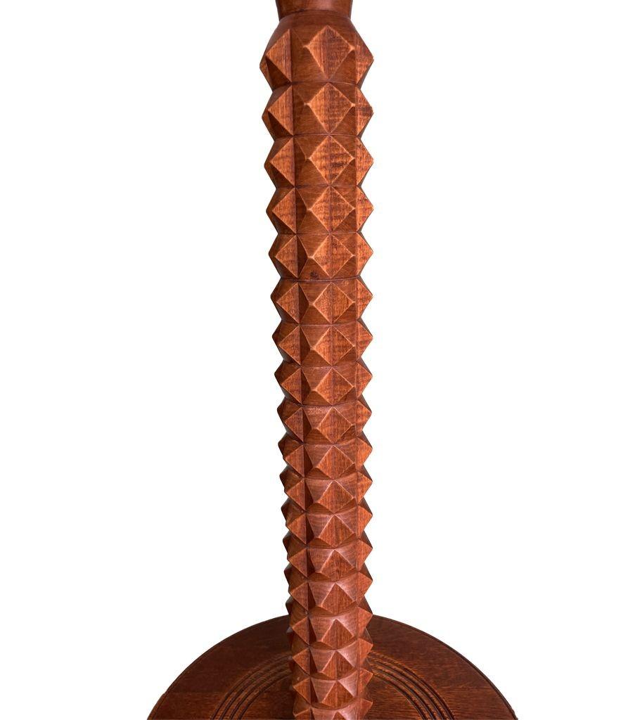 A French 1940s brutalist oak floor lamp attributed to Charles Dudouyt In Good Condition In London, GB