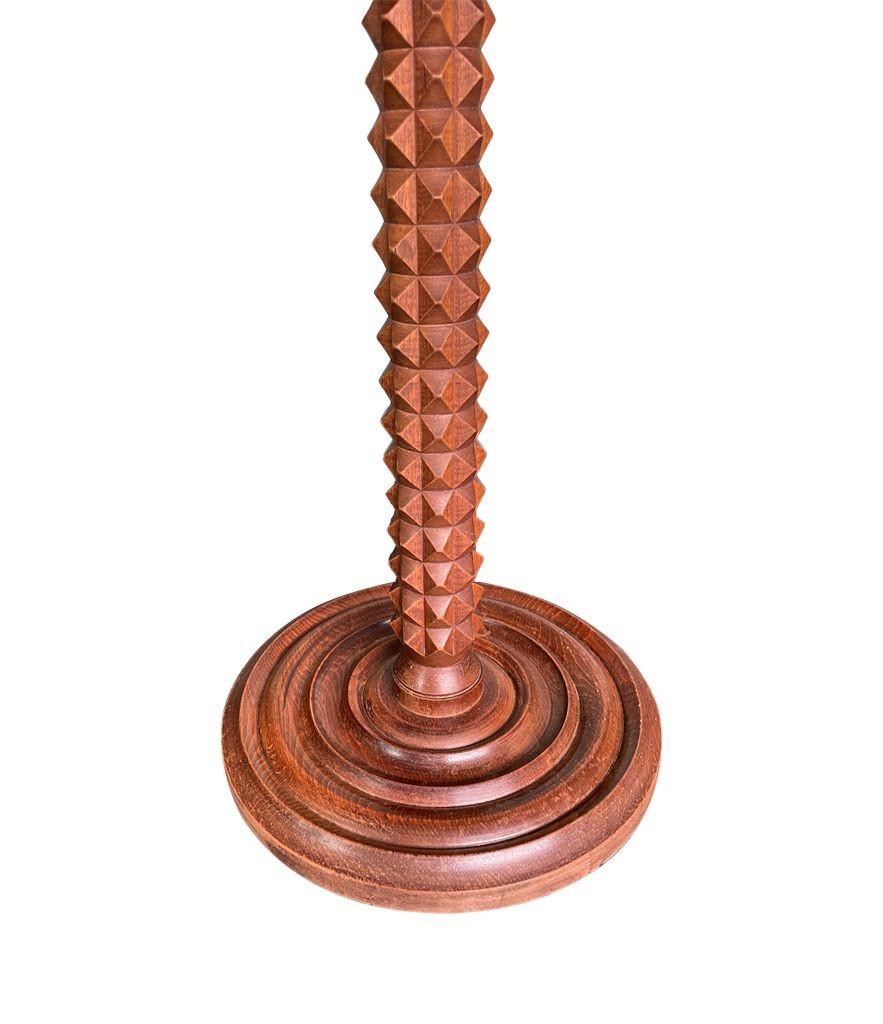 Brass A French 1940s brutalist oak floor lamp attributed to Charles Dudouyt