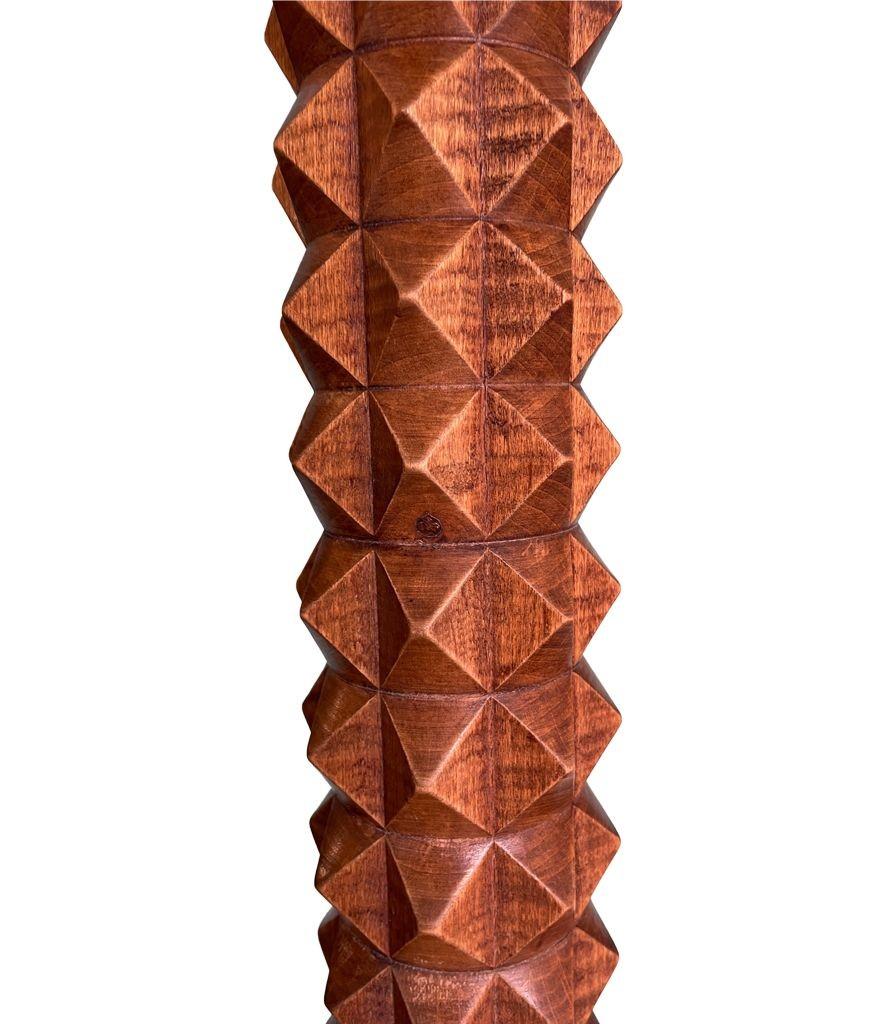 A French 1940s brutalist oak floor lamp attributed to Charles Dudouyt 1
