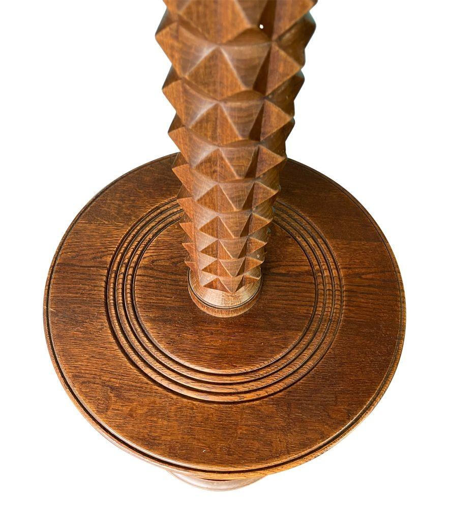 A French 1940s brutalist oak floor lamp attributed to Charles Dudouyt 2