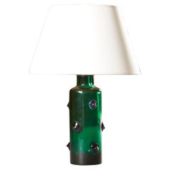 French 1940s Green Art Glass Lamp