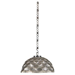 A French 1940s Patinated Silver Hanging Light