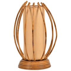 French 1950s Bamboo and Rattan Table Lamp
