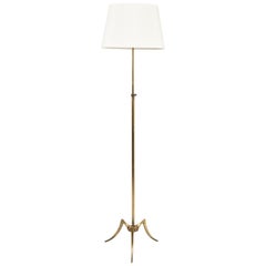 French 1950s Brass Telescopic Tripod Floor Lamp