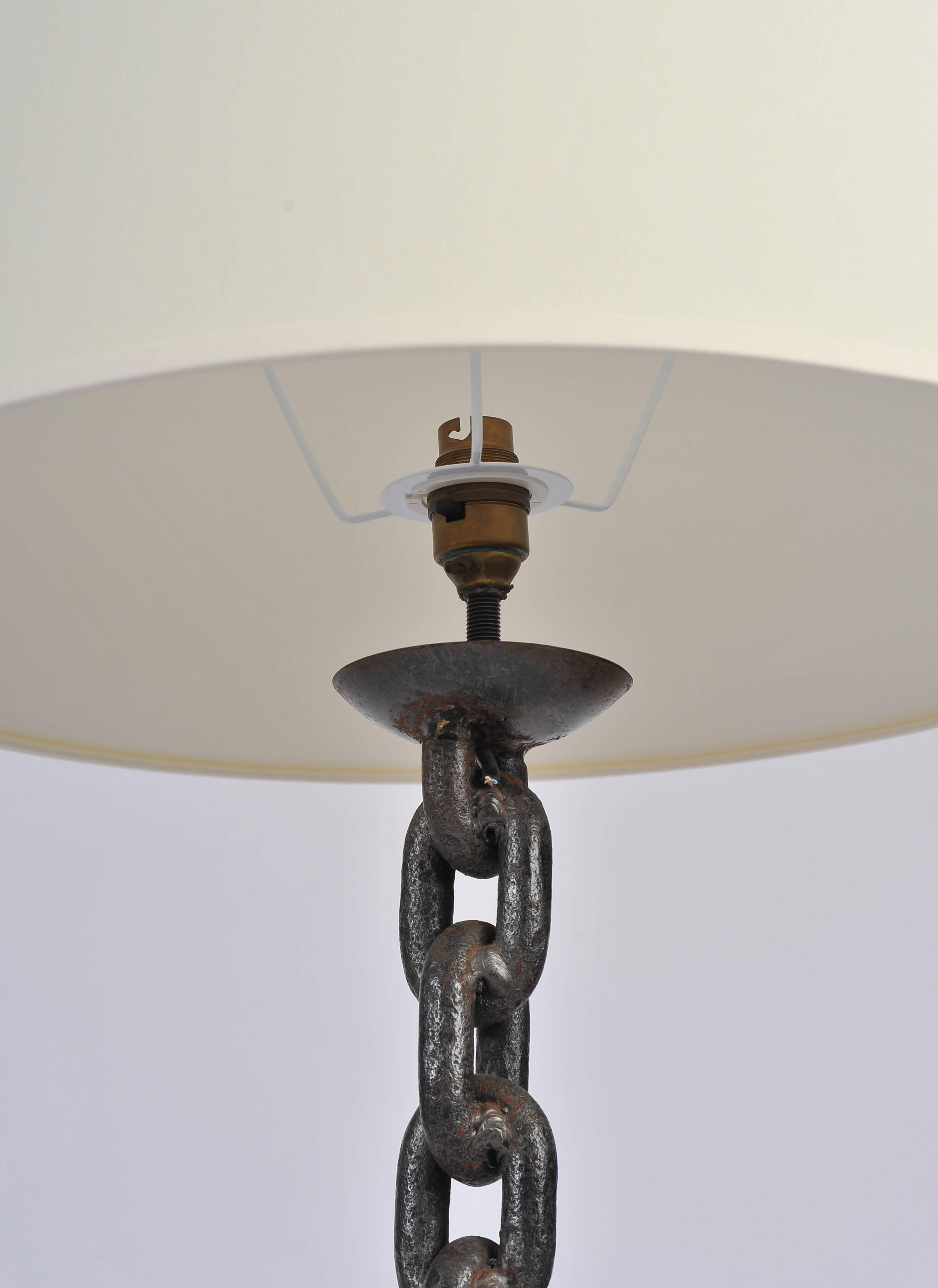 20th Century French 1950s Iron Chain Floor Lamp