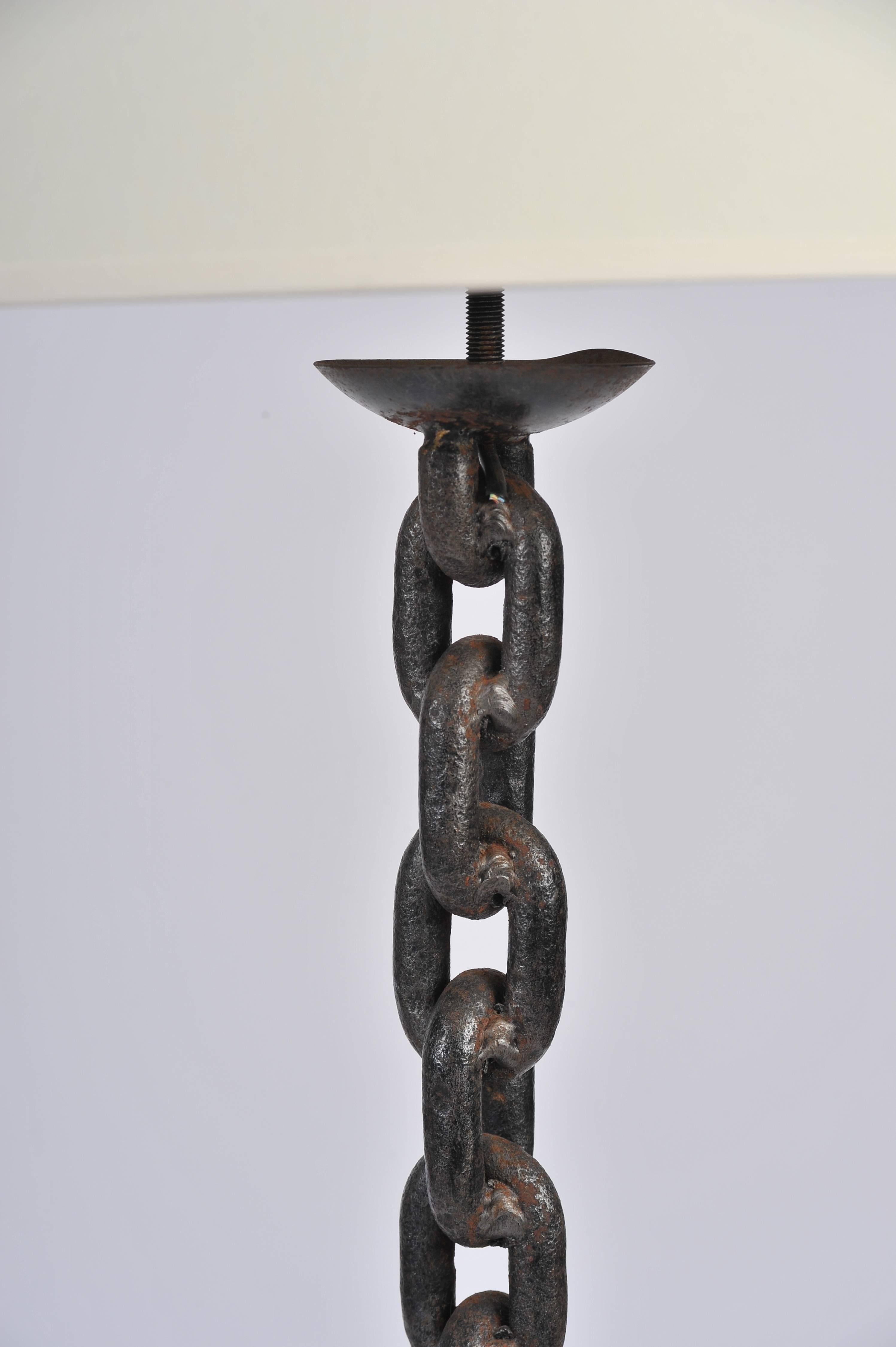 French 1950s Iron Chain Floor Lamp 1