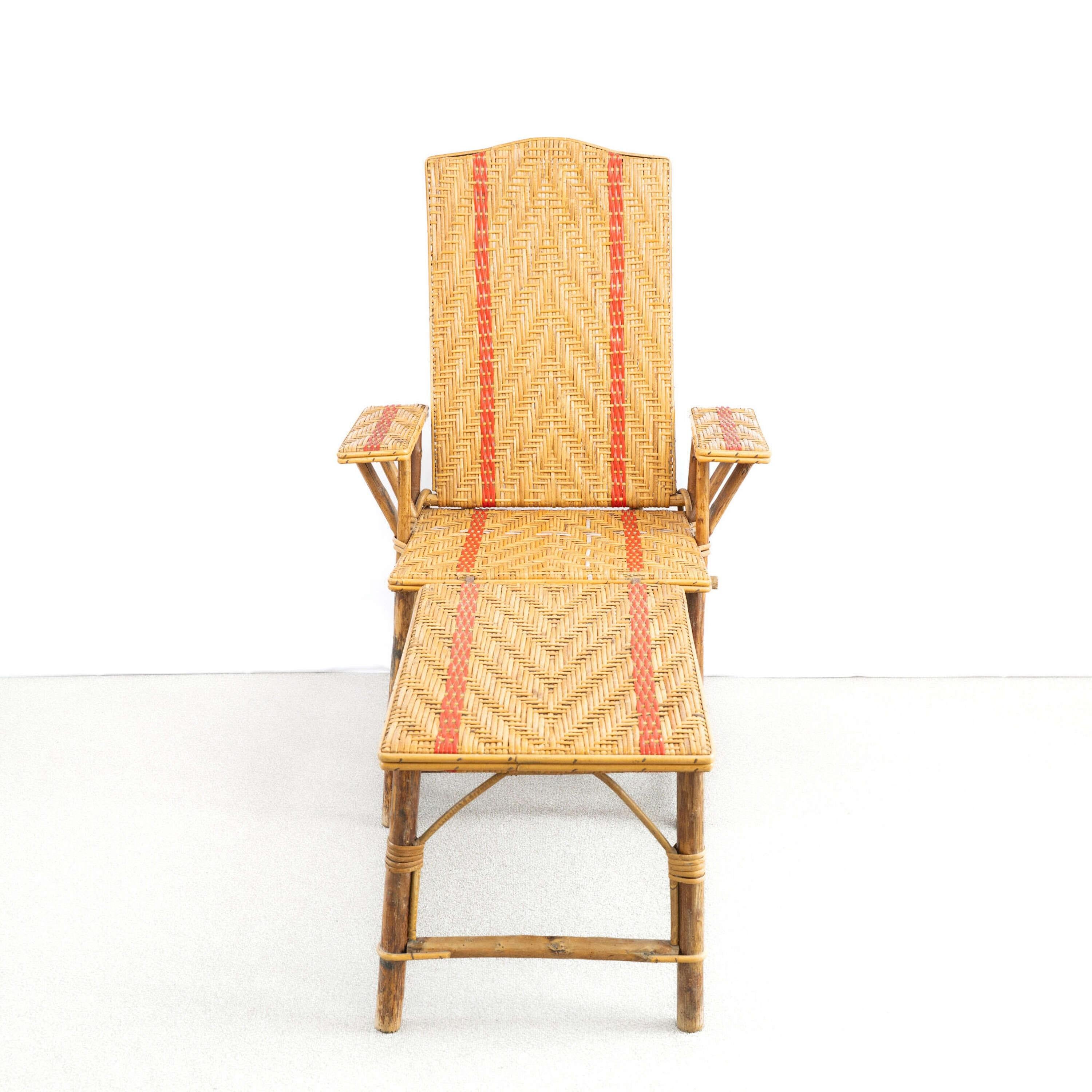 Un lettino francese in rattan degli anni '50 in vendita 4