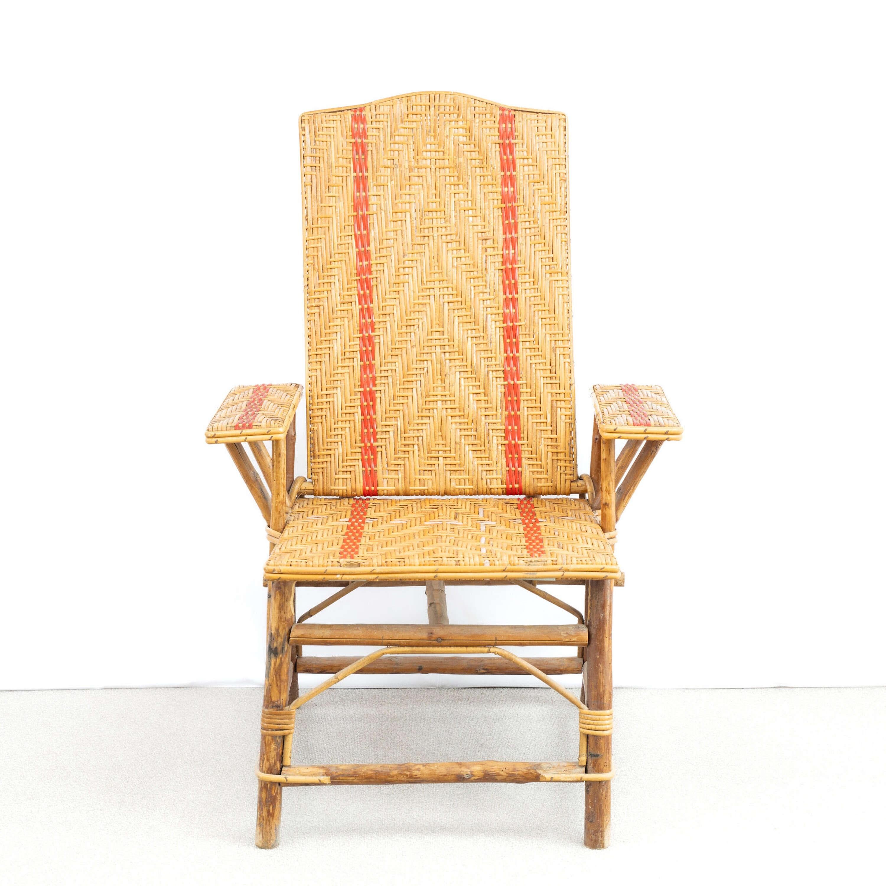 Un lettino francese in rattan degli anni '50 In condizioni buone in vendita a Southampton, GB