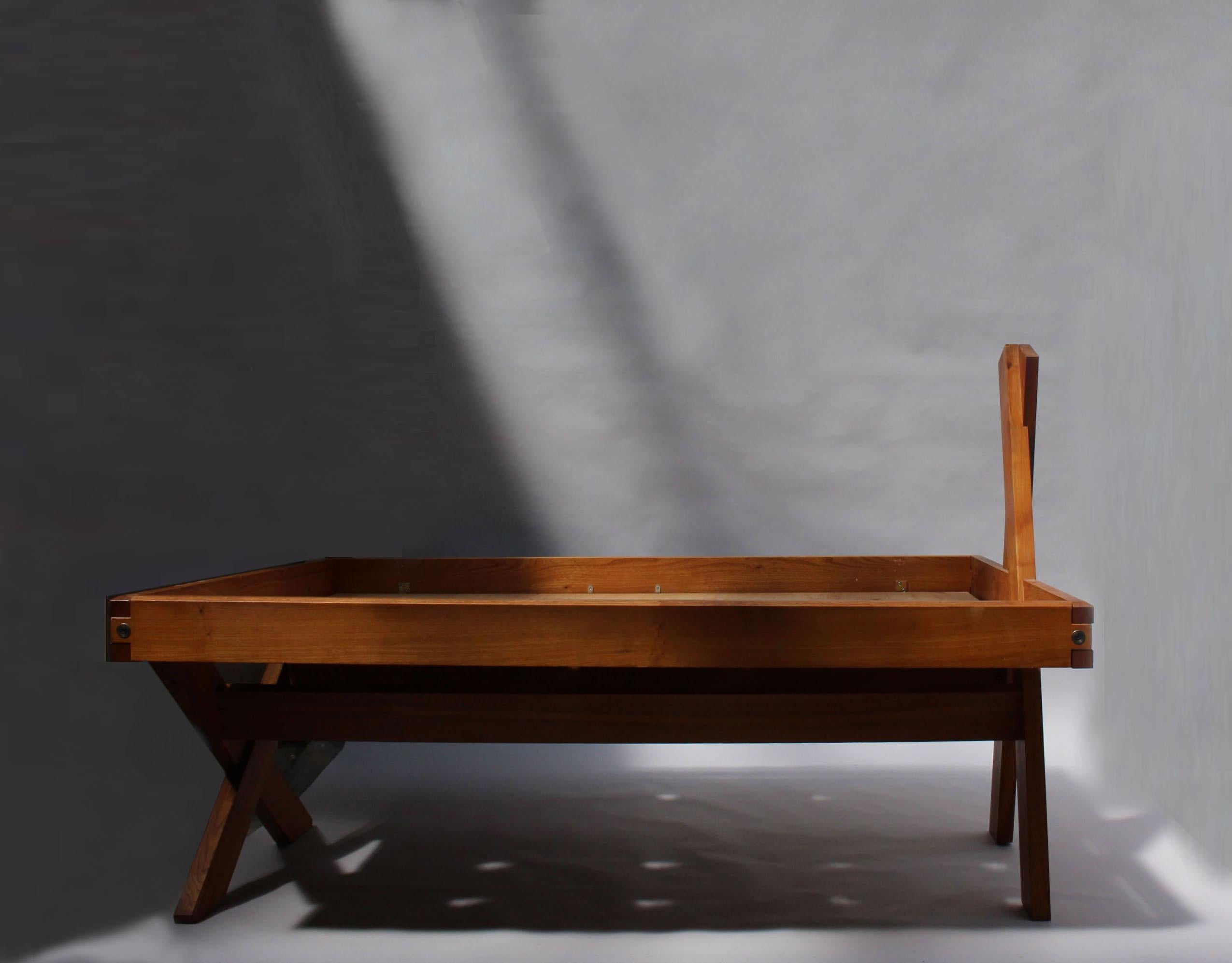 Mid-20th Century A French 1950's Solid Elm Bed by Pierre Chapo For Sale