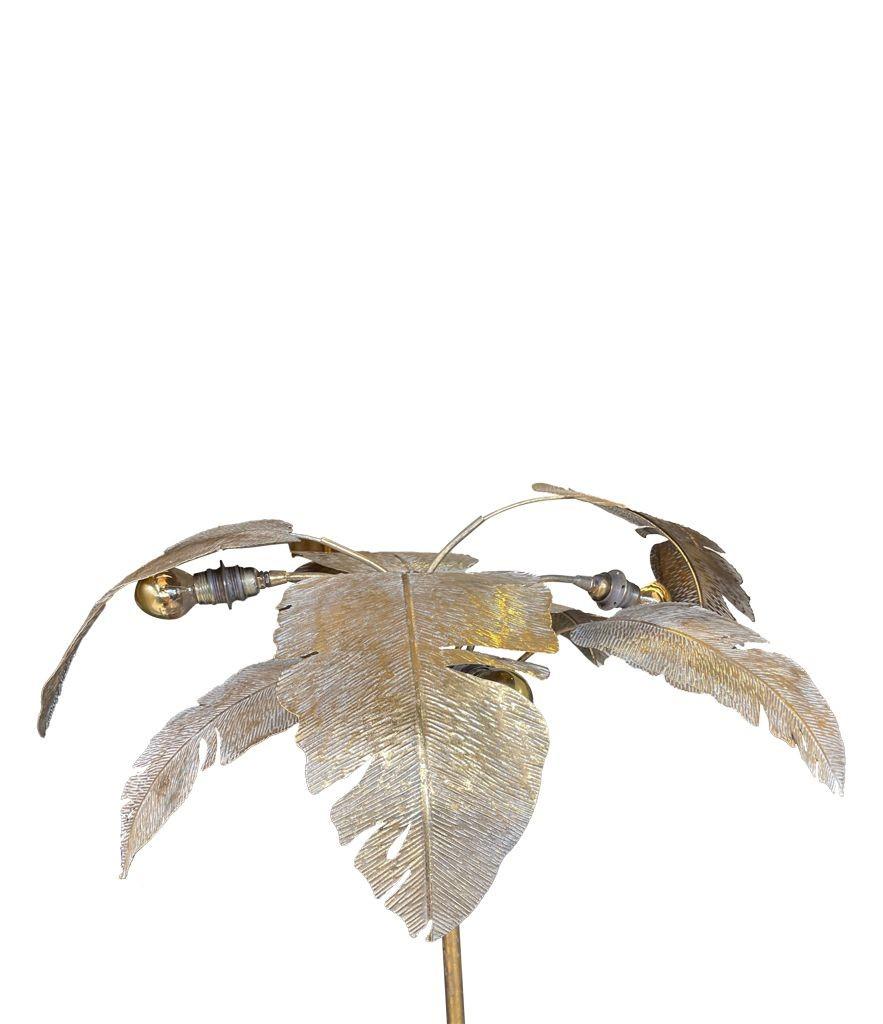 French 1960s Gilt Metal Palm Tree Floor Lamp with Realistic Palm Leaves 6
