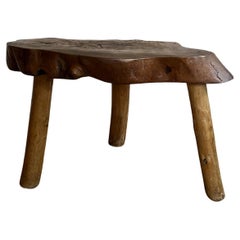 French 1960’s Primitive Elm Coffee / Side Table