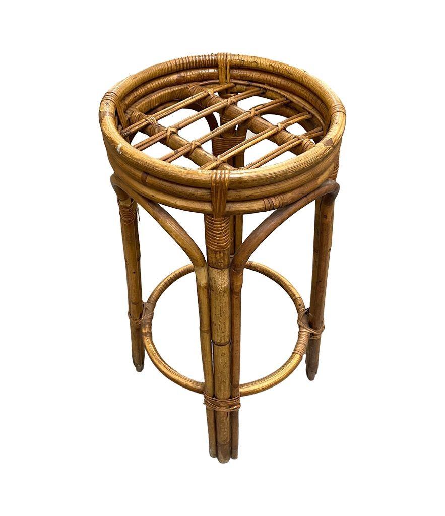A French 1970s bamboo bar with four orignal matching bamboo bar stools 2