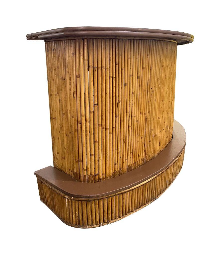 Late 20th Century A French 1970s bamboo bar with four orignal matching bamboo bar stools