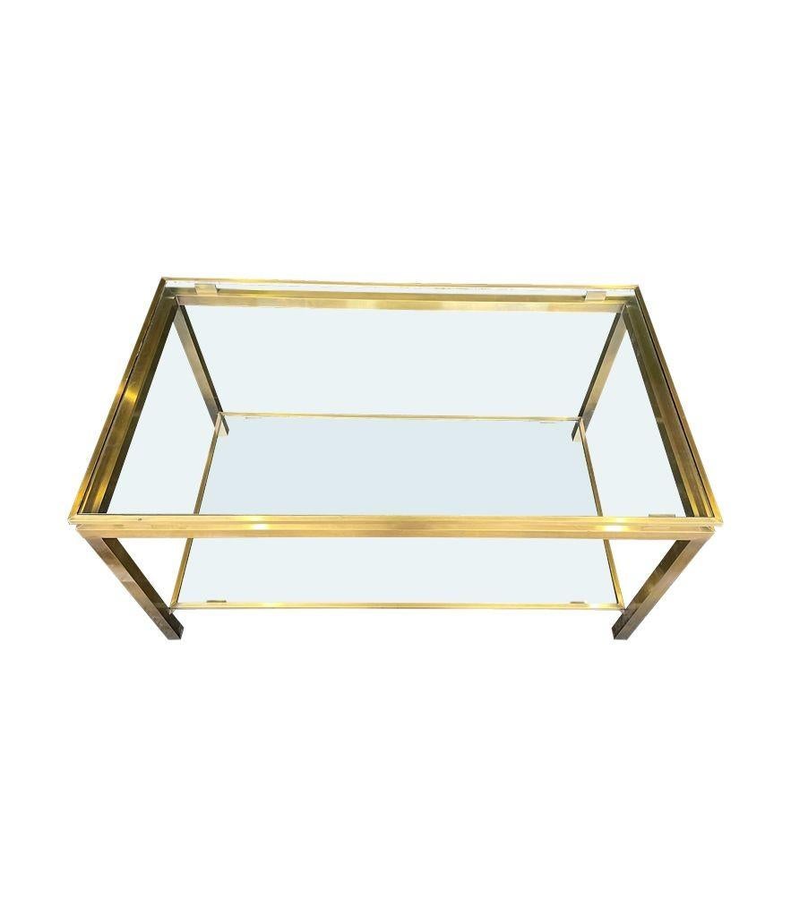 A French 1970s gilt metal two tiered coffee table in the style of Guy Lefevre In Good Condition For Sale In London, GB
