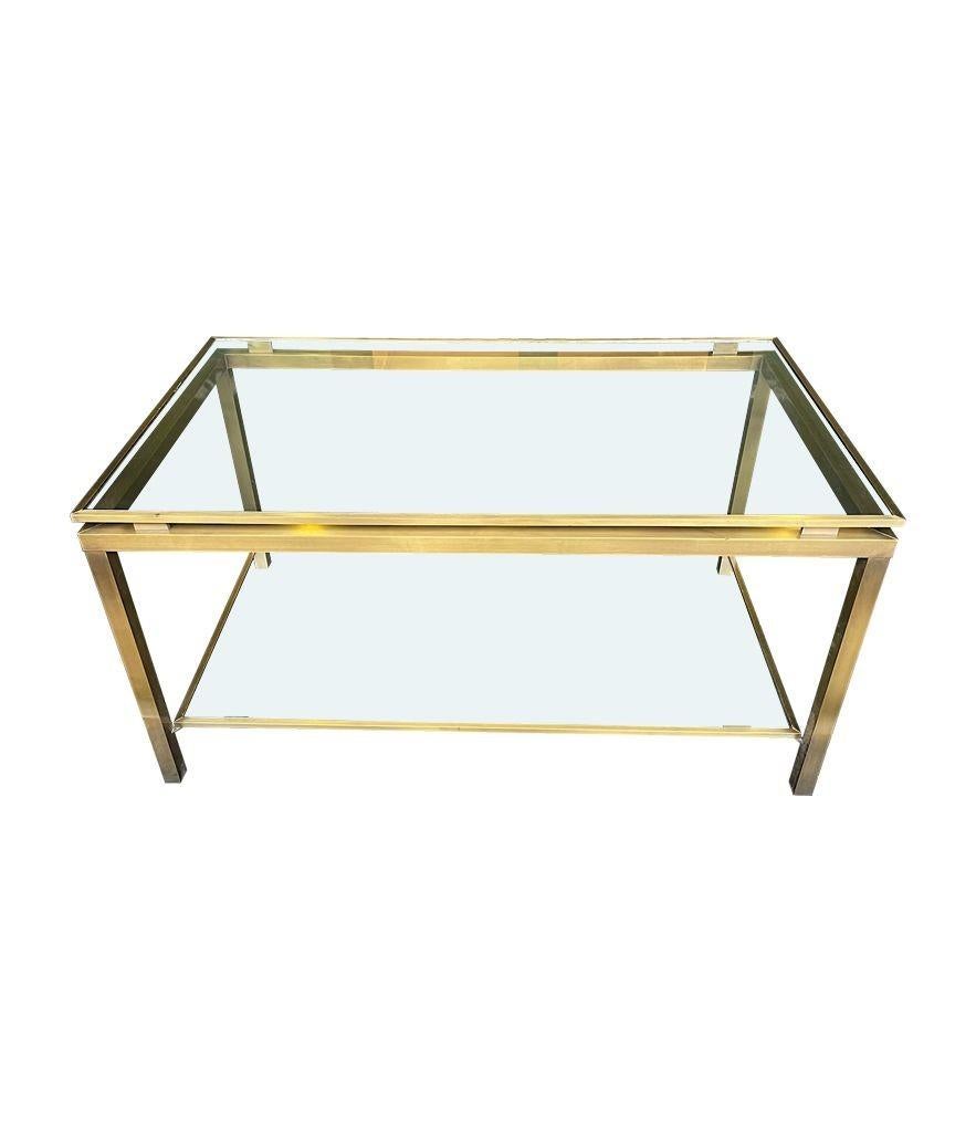 A French 1970s gilt metal two tiered coffee table in the style of Guy Lefevre For Sale 3