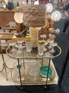 French 1970s Oval Brass and Smoked Glass Bar Trolley by Rue Royale