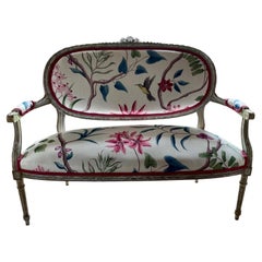 French 19th C Limed Wood Sofa/Settee